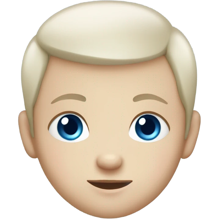 Straight faced baby Caucasian boy with blue eyes and blue hair emoji