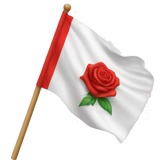emoji white flag with red rose on the center emoji