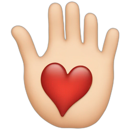 Half of a heart with one hand emoji