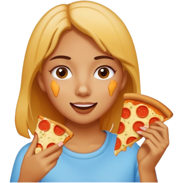 Girl eating pitza toast emoji