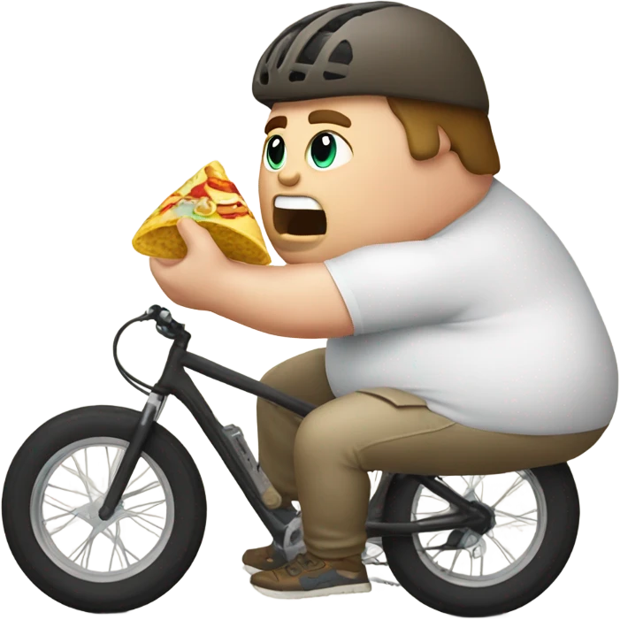 Fat white bike rider eating a burrito emoji