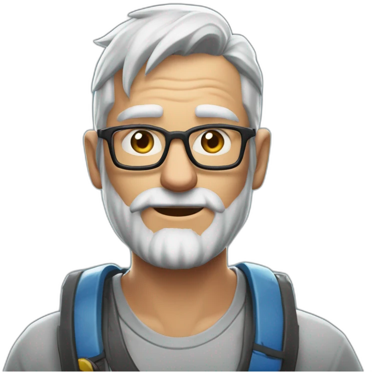 old guys play video game her name is maxime frys, he love fortnite emoji