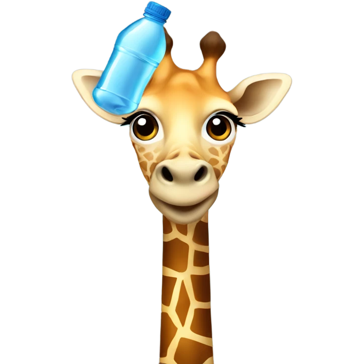 Giraffe with a water bottle emoji