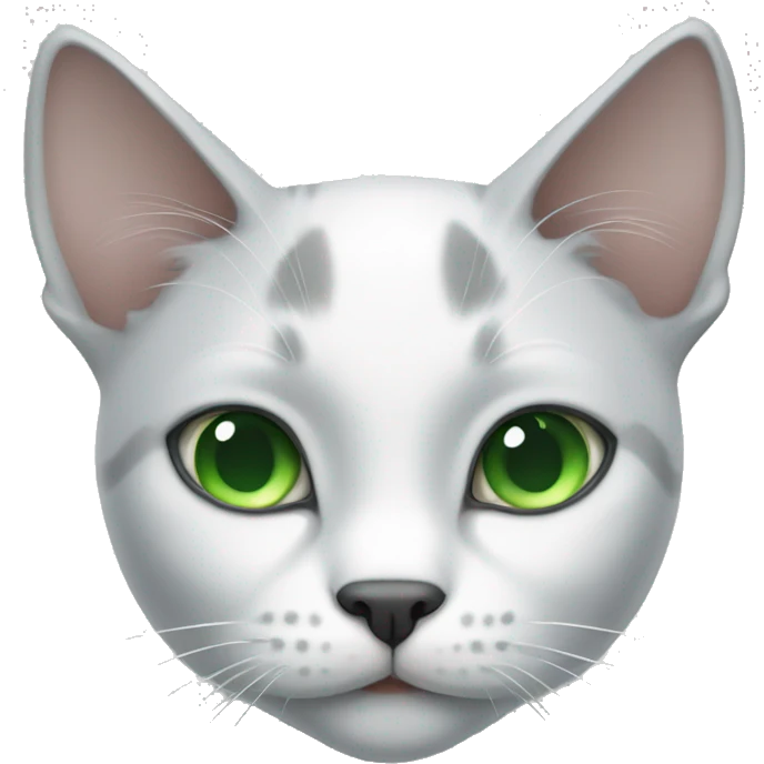 White grey cat with big green eyes emoji