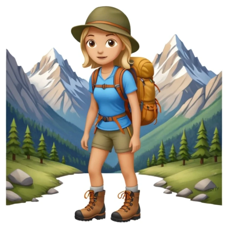 girl back packing mountains background  emoji