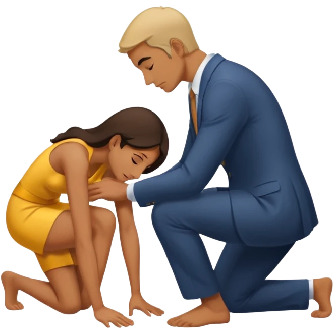 A devout man bowing down to a woman emoji