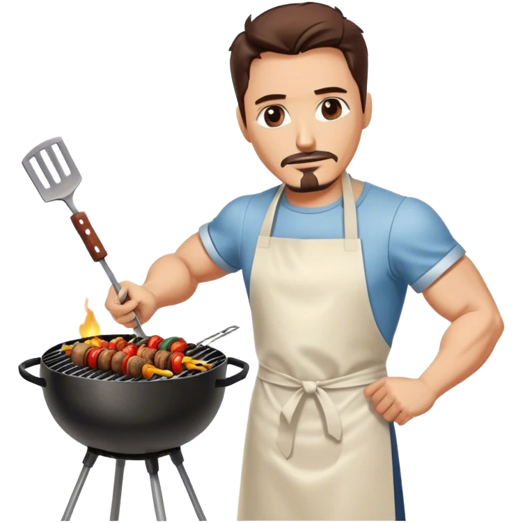 Iron Man is grilling shashlik at the barbecue. emoji