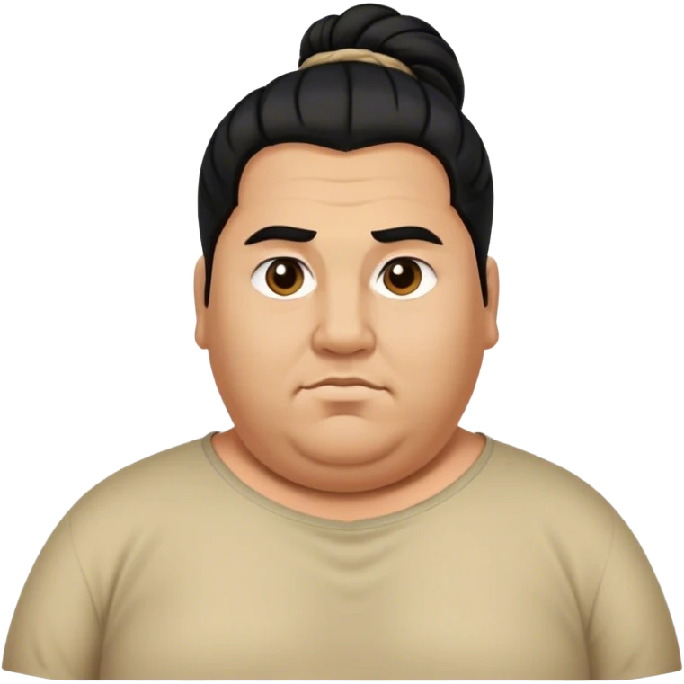 uzun siyah saçlı , saçları arkadan bağlanmış,kilolu,sakalsız erkek emoji