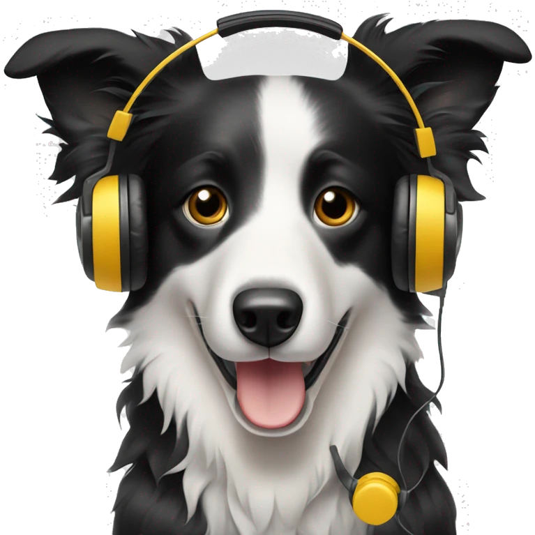 Border collie with headphones emoji