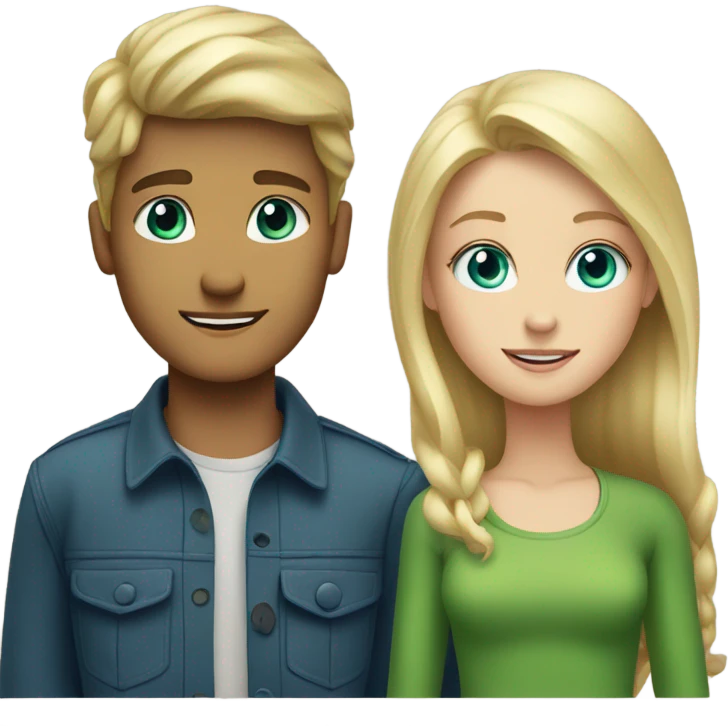 Blonde tall boy with blue eyes and blonde girl with green eyes emoji