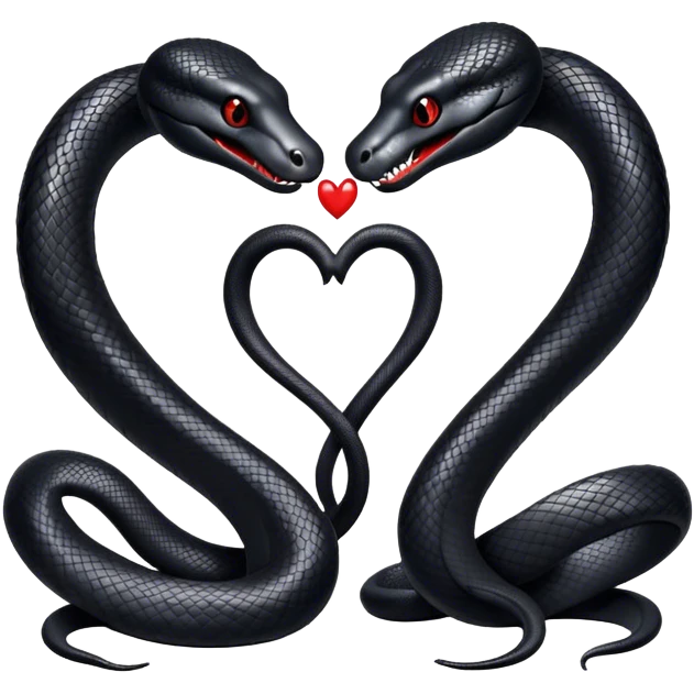 Two black snakes making a heart emoji
