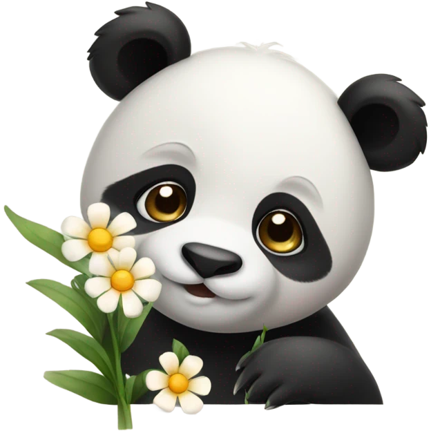 Panda kissing a flower emoji