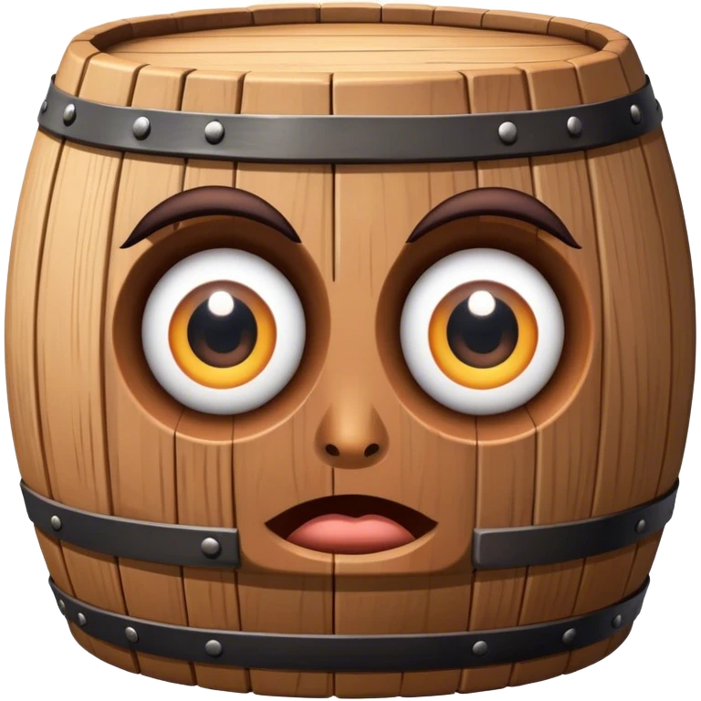 Wooden barrel with eyes emoji