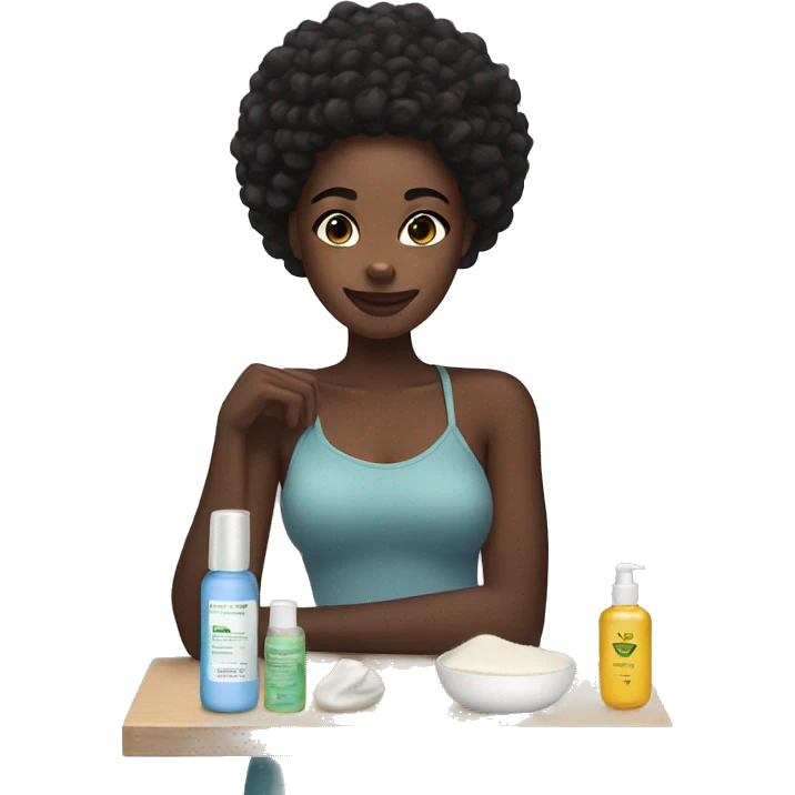 Black girl doing skin care emoji