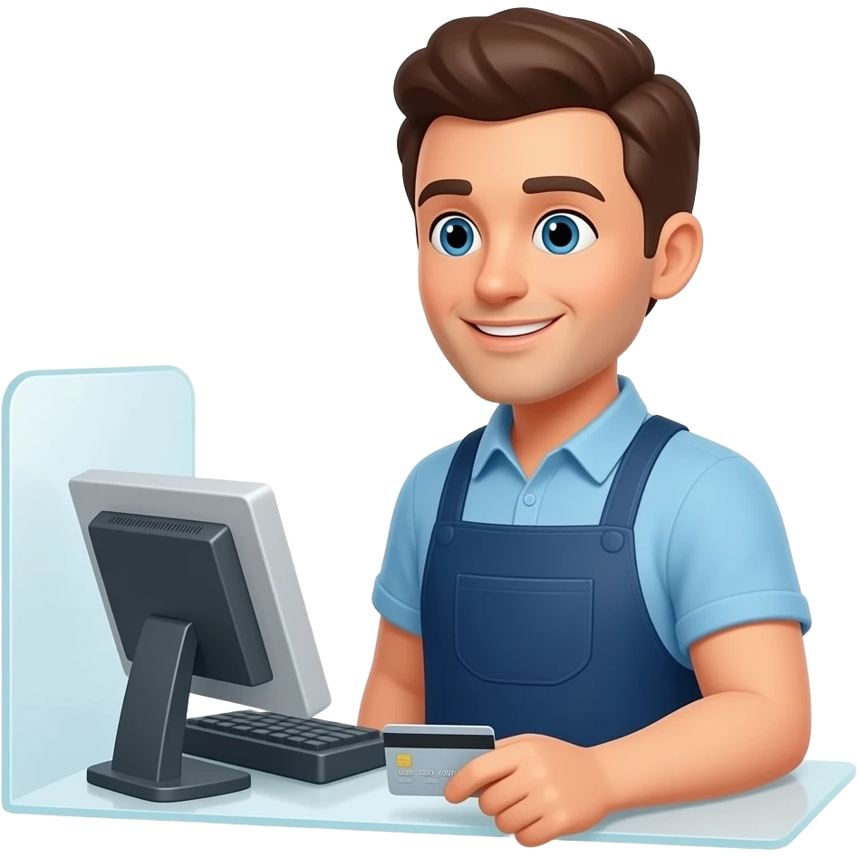 a man paying ba card in the shop emoji