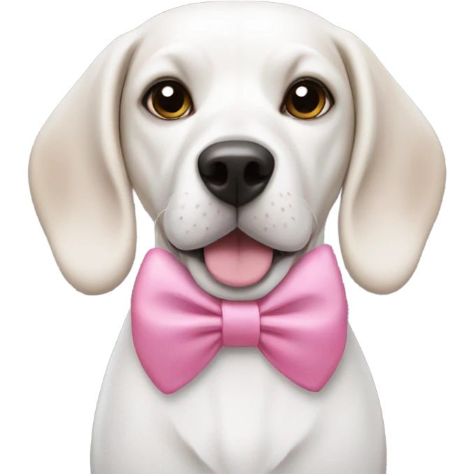 White beagle type dog with pink bow emoji