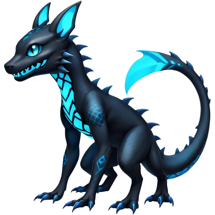 Dark Edgy Glowing Elemental Salandit-Umbreon-Fakémon-hybrid-creature (full body)  emoji