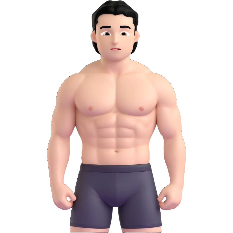 young white man with black hair, muscular, shirtless with nipple piercings emoji