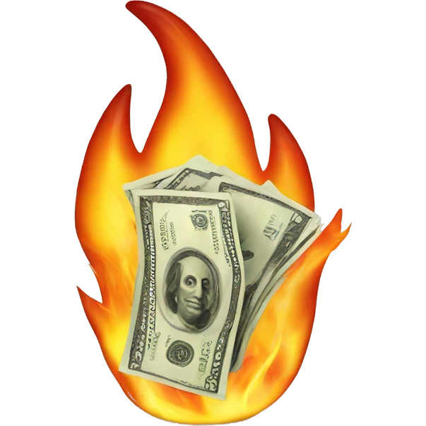 cash with flames emoji
