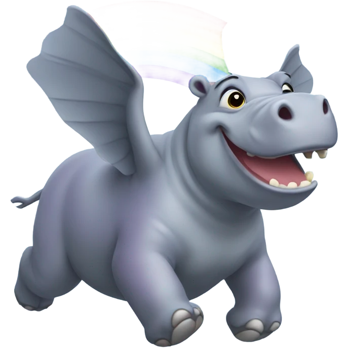 Flying rainbow hippopotamus  emoji