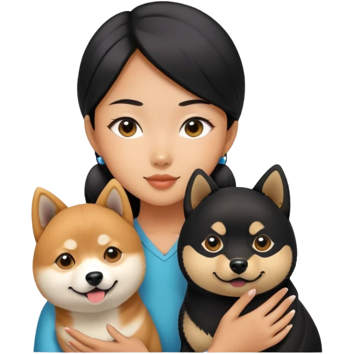 Asian girl with a black Shiba Inu  emoji