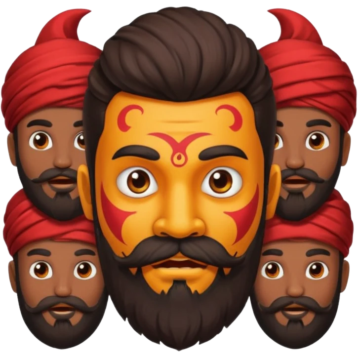 Ravanasura with beard and mustach young beautiful and terror with ten heads emoji