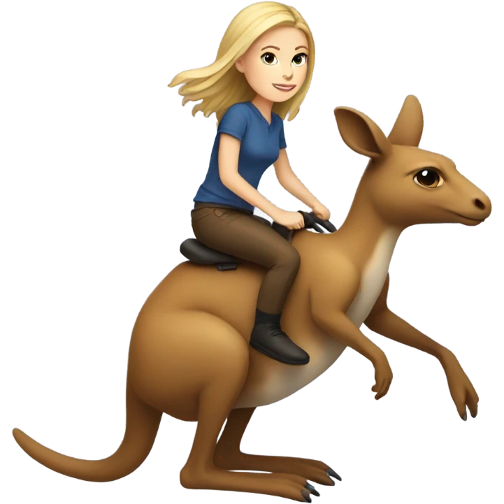 White girl riding a kangaroo emoji