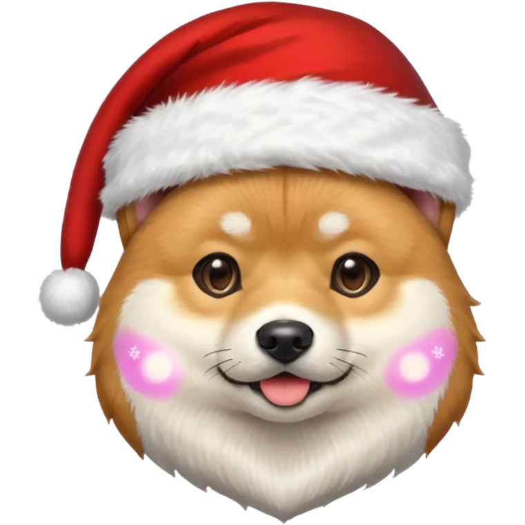 shiba inu wearing santa hat with grey beard like santa emoji