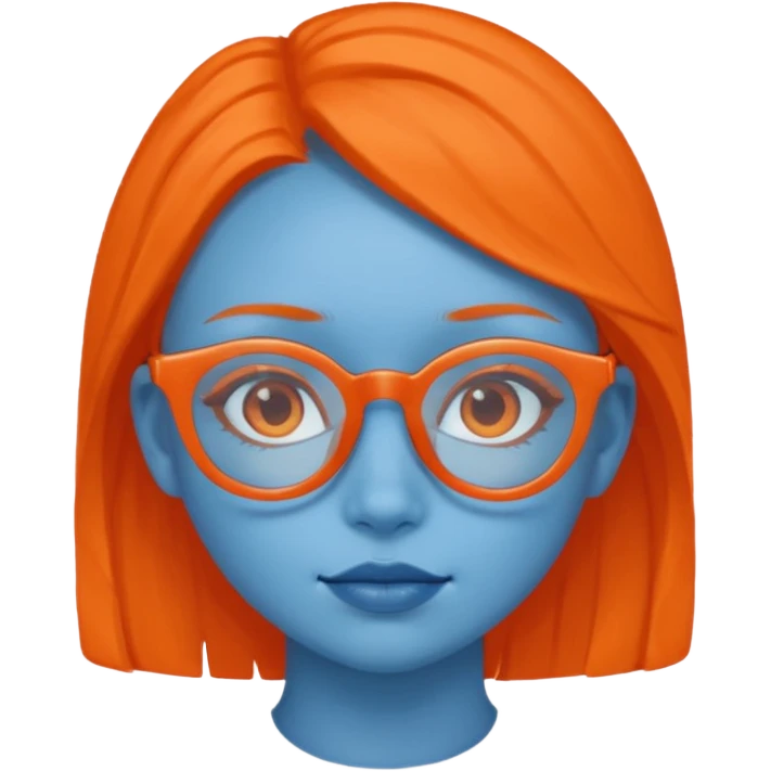 blue skinned orange glassed child girl emoji