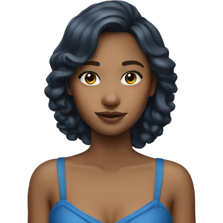 realistic girl in blue dress emoji