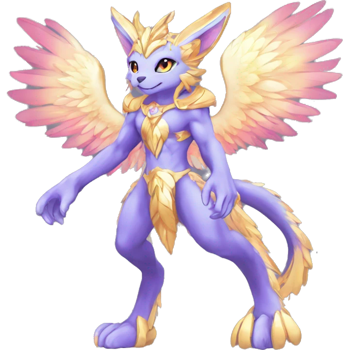 Anthro Sona Colorful Godly Celestial Shiny Fakemon Fantasy Creature Full Body emoji