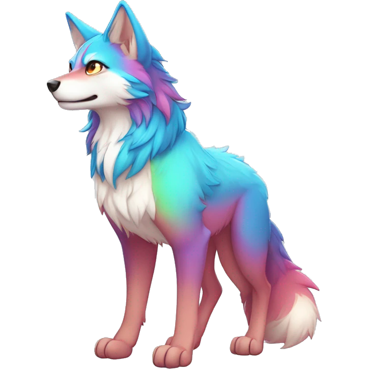 Colorful Shiny Fionbri-Falvie-sparkle-wolf-sona with markings full body emoji