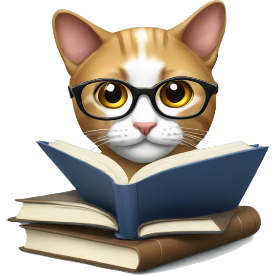 studying cat with glasses emoji