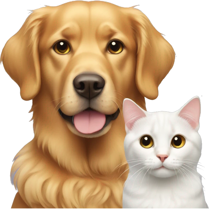 Retriever and 2 cats  emoji
