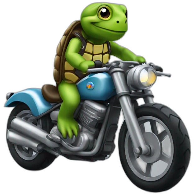Tortue sur une moto emoji