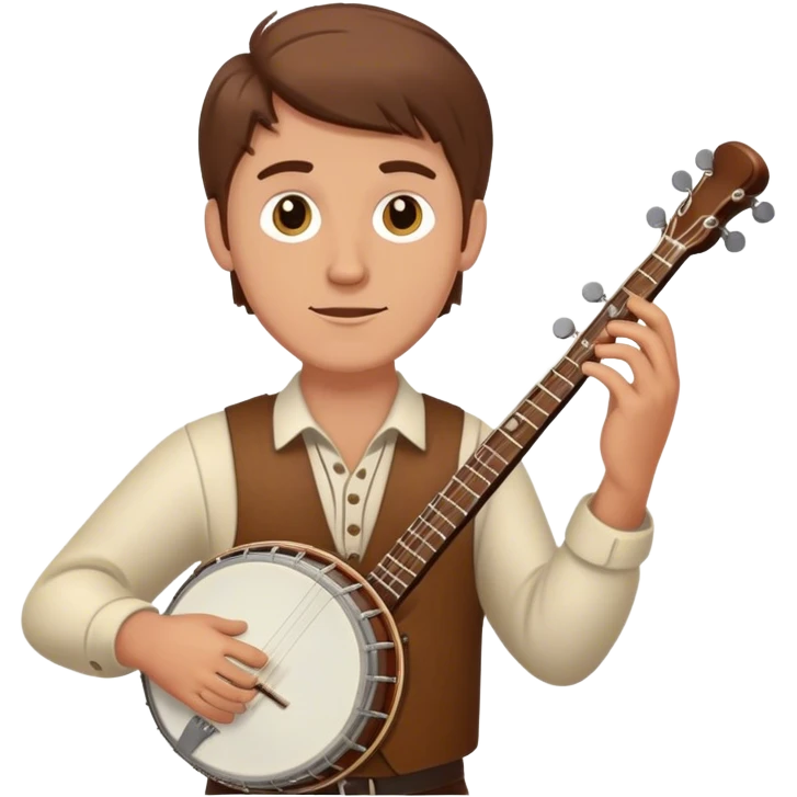 White man brown hair playing banjo  emoji