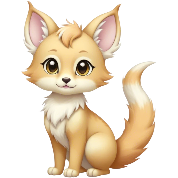 Kawaii bright fantasy ethereal anthro fursona animal with a tufted tail and round ears emoji
