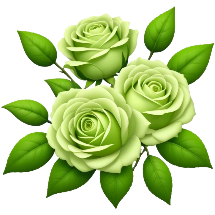 big bouquet Soft Green Tea Rose flower and bud, luxuriant, leaf, bud emoji