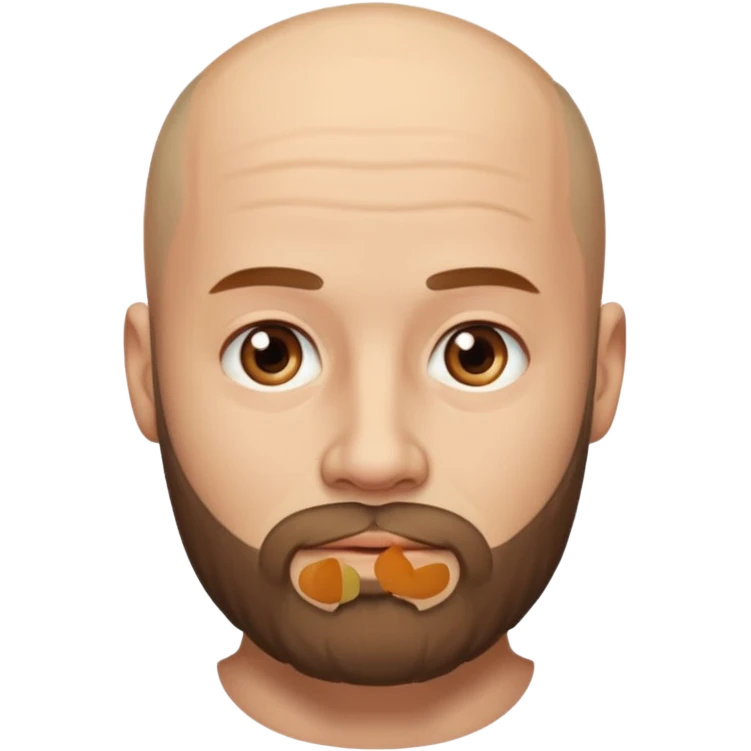 men without winkles with beard almost bald, slim emoji