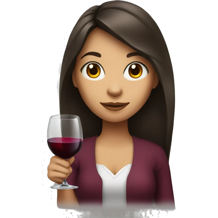 Medium-haired Brunette Girl with wineglass in hand emoji