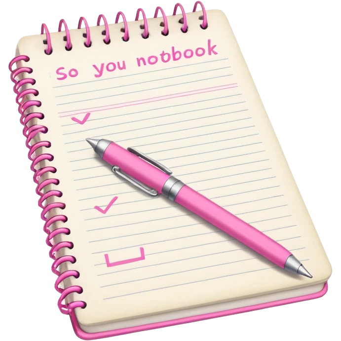 white vintage notebook with some list on it and a pink pen nearby emoji
