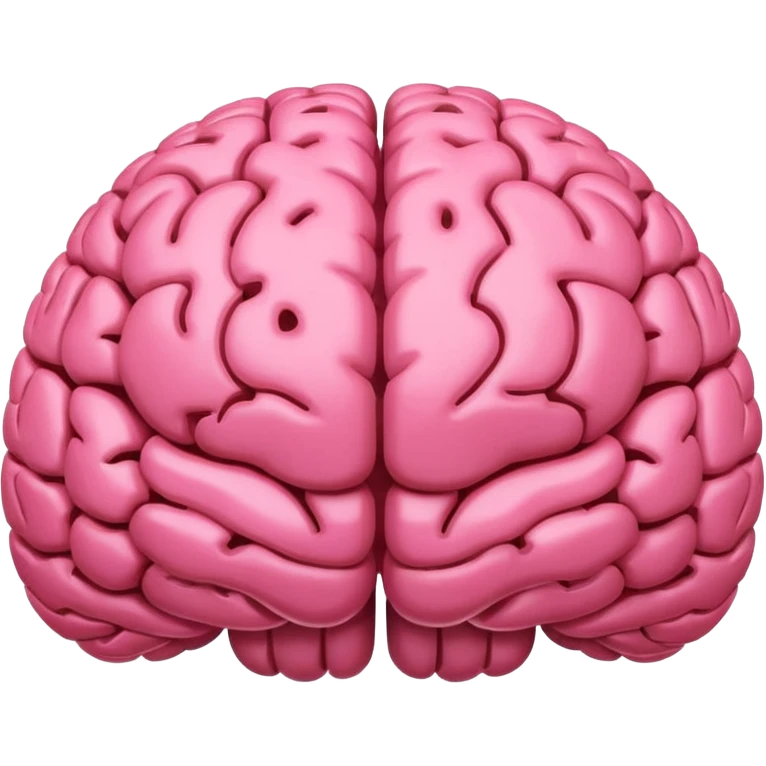 apple style emoji of a brain, top view, pink, simple and clean emoji