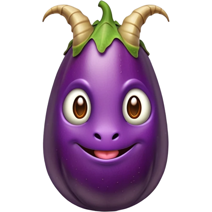 Eggplant with dragon horns holding nuts emoji