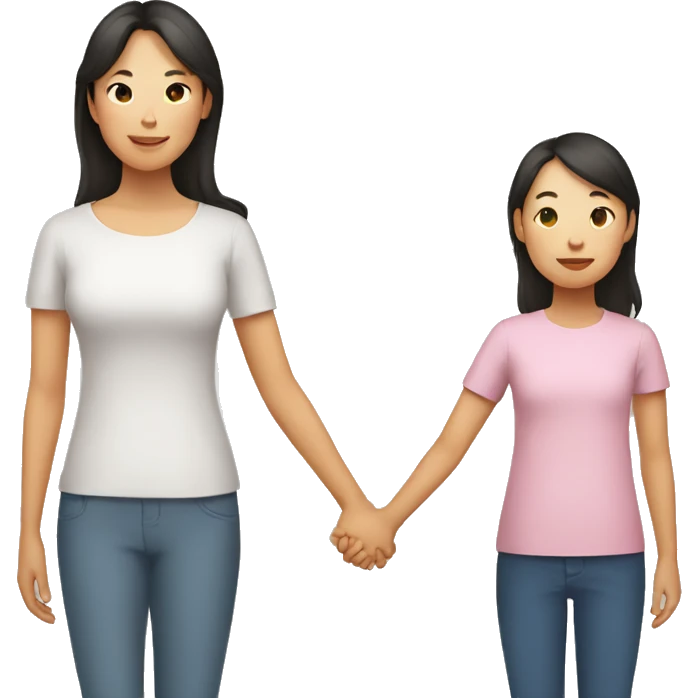 asian mother and daughter holding hands emoji