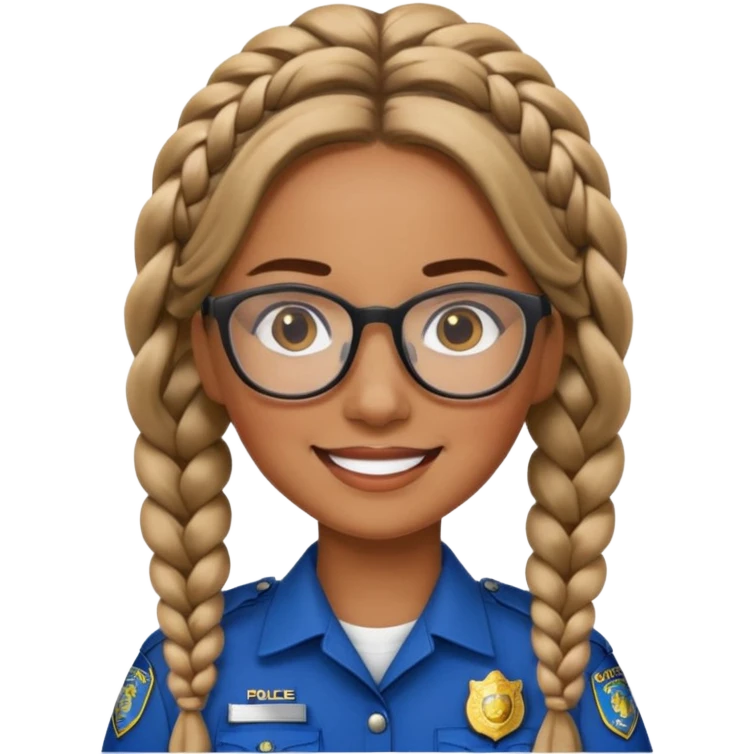 happy woman police with braided hair wearing glasses emoji