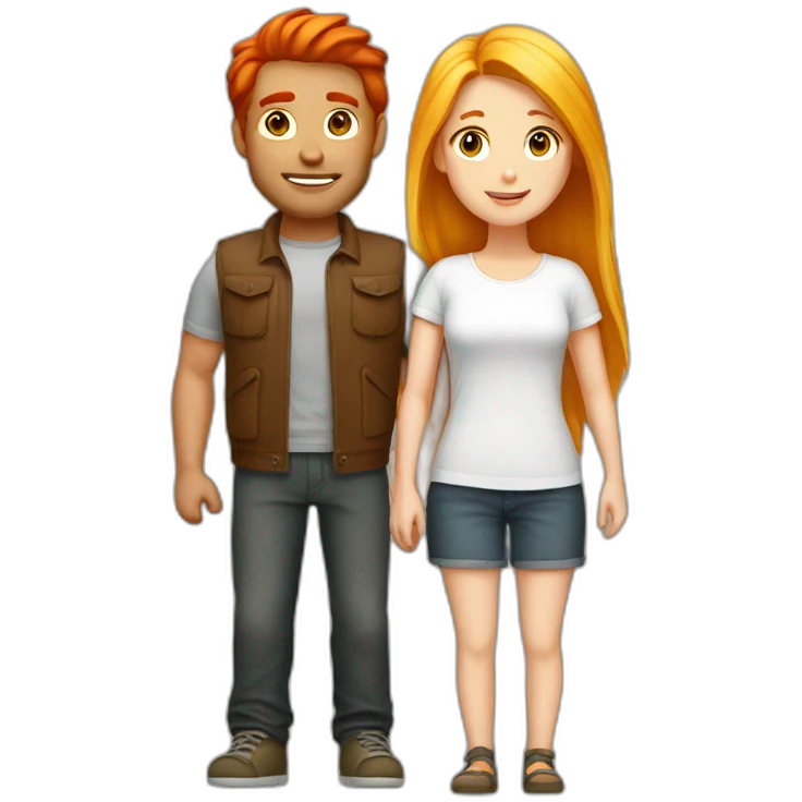 Couple red hair guy and blonde girl emoji