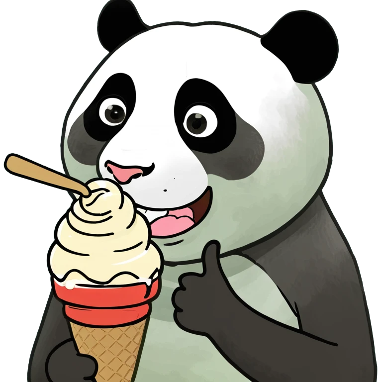 Panda eating ice cream emoji