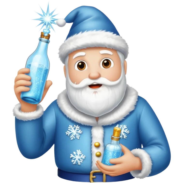 Father Frost Bottle with Popping emoji