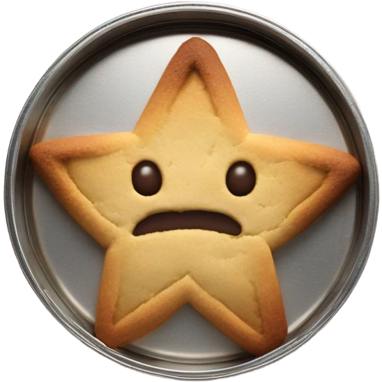 Dalgona cookie in metal tin with start shaped cutout in the middle emoji