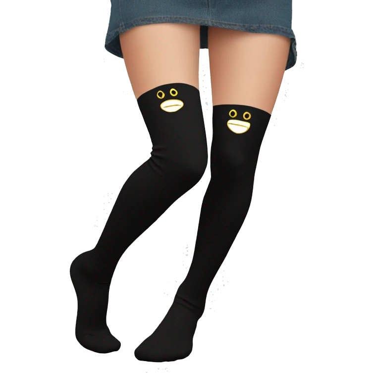 Plain Black over knee socks emoji